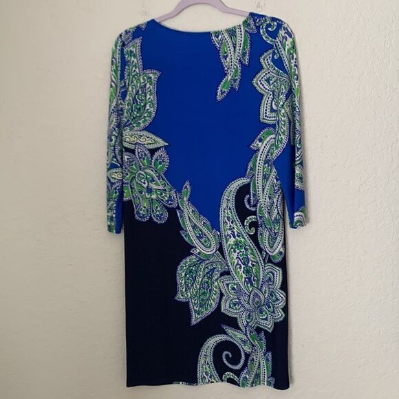 Tiana B Paisley Print 3/4 Sleeve Dress Size L - Picture 2 of 10